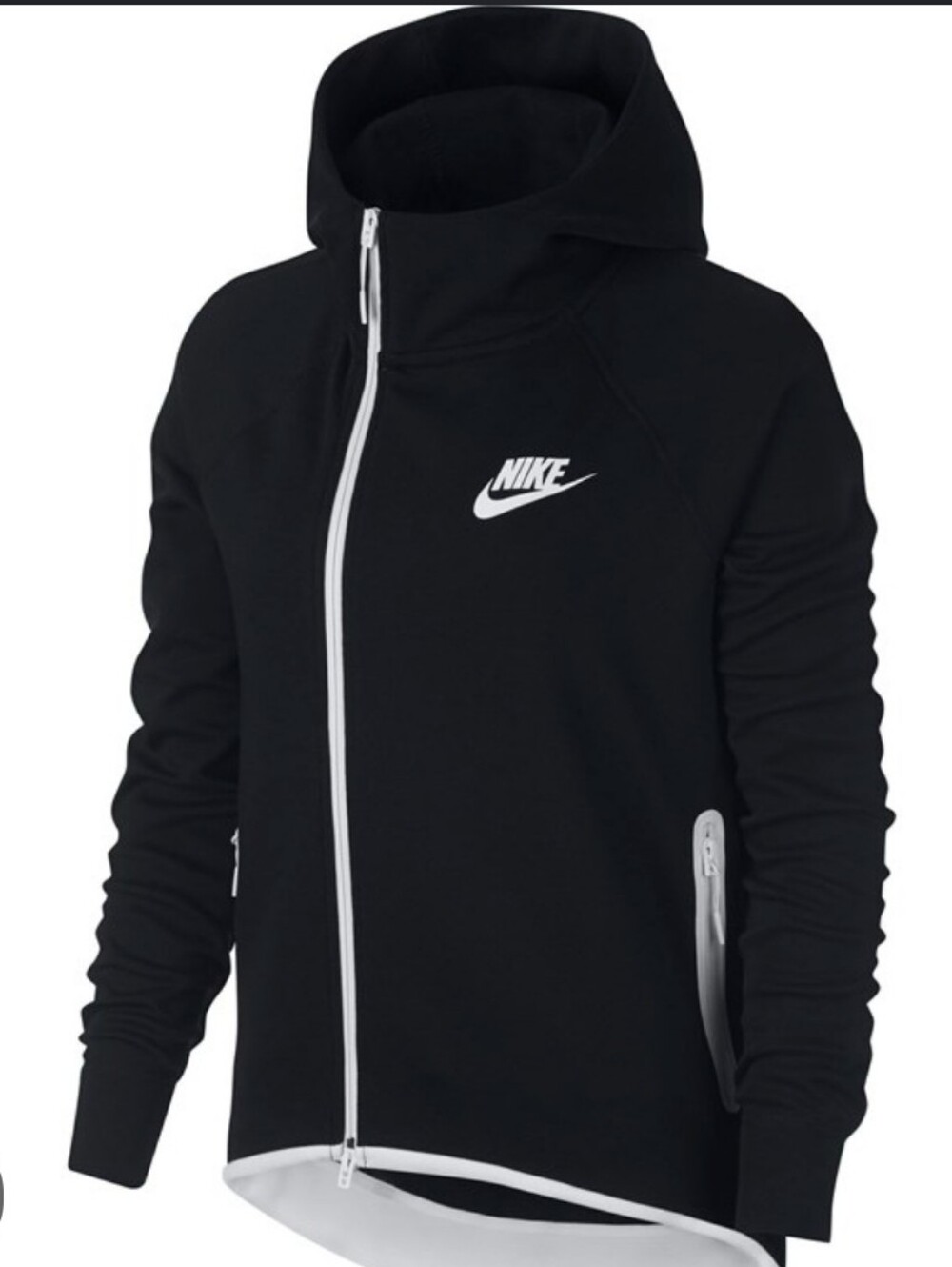 NIKE Hooded Zip-Up High Neck Assymetrical Hi-Low Scuba Style
